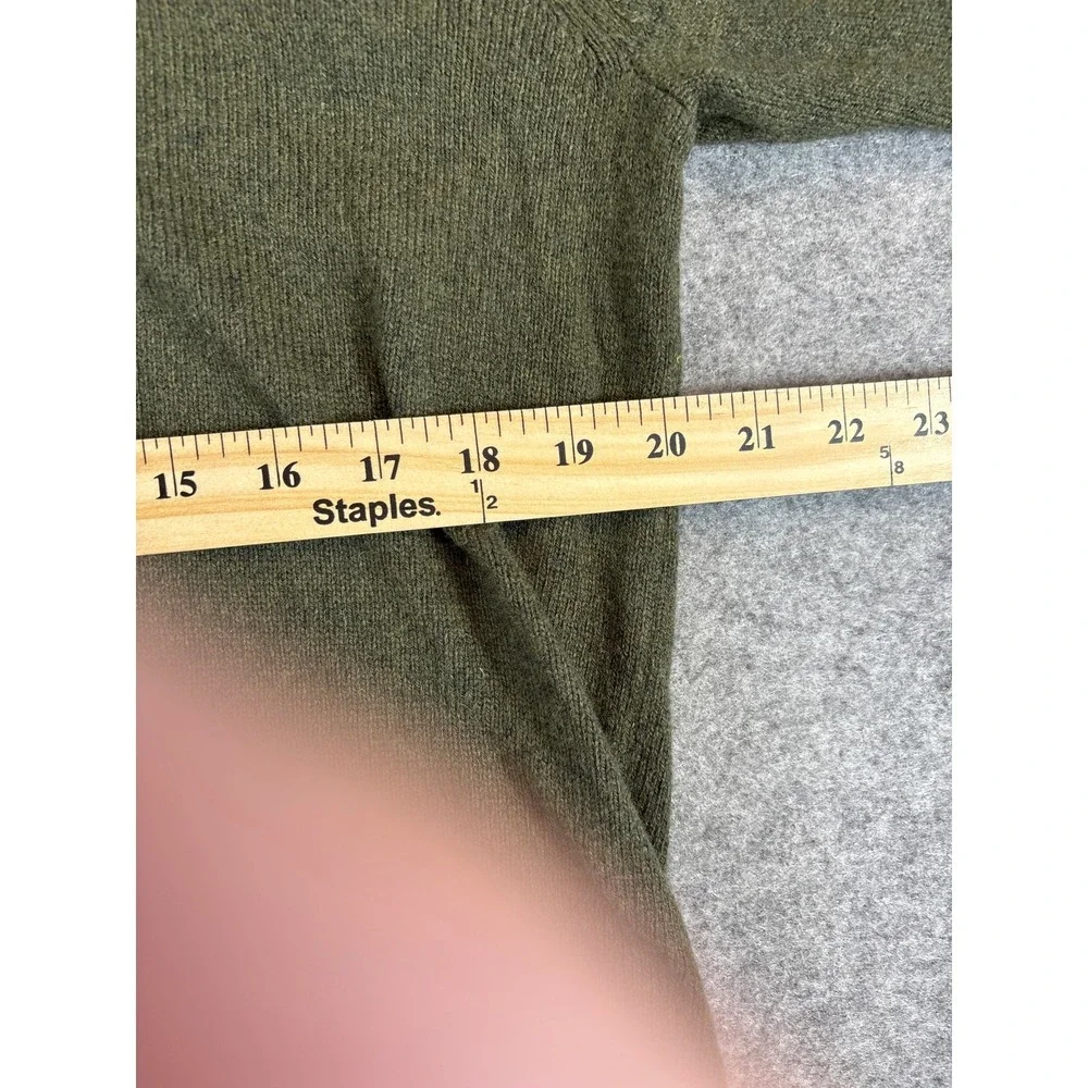 J. Crew Womens Large Green Shawl Collar Pullover Lambswool Knit Sweater AA032